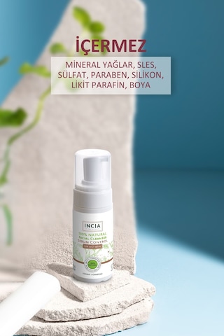 INCIA %100 Doğal İpeksi Yüz Temizleme Köpüğü Makyaj Akne Siyah Nokta Sivilce Yağlı Ciltler Vegan 125 ML
