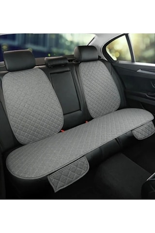 Araba Koltuk Deri Minderi 7 Parça Ön Ve Arka Oturak Sırt Dayama Minder Gri-gri