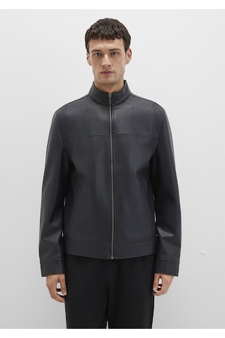 Mavi - Dik Yaka Siyah Suni Deri Ceket 0110634-71379 Siyah