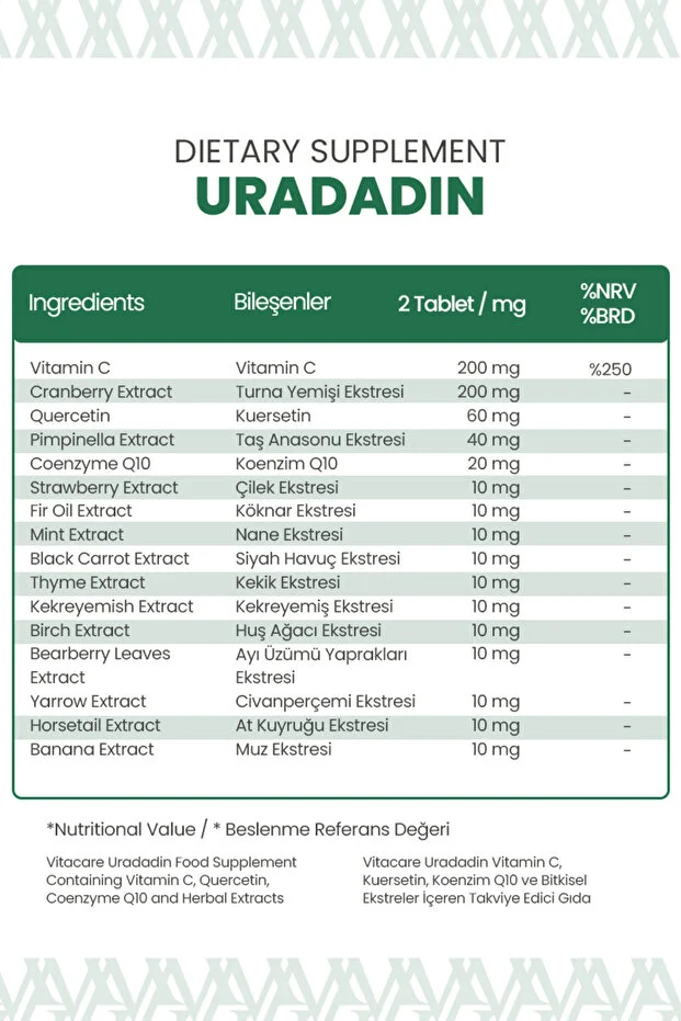 Uradadın 60 Tablet Çörekotu, Turna Yemişi, Q10 Ve C Vitamin İçeren Takviye Edici Gıda