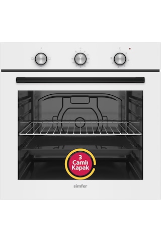 Simfer SB8255 - T3048 - SD8728 Trend Mekanik Beyaz Cam 3'lü Ankastre Set