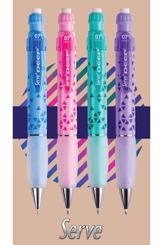 Deep Uçlu Kalem - Renkli Üçgen Baskılar - Nane Yeşili