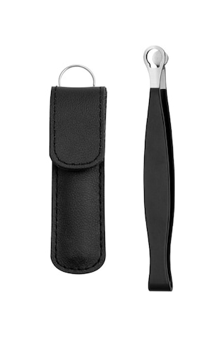 Homyl Burun Kılı Düzeltme Cımbızı, Yuvarlak Uçlu Cımbız Keseli Siyah