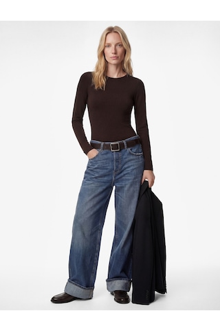 Koton Uzun Kollu Bisiklet Yaka Slim Fit Bodysuit Kahverengi 6sak80059ek Kahve