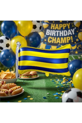 Fener Fb Sarı Lacivert Bayrak Folyo Balon 71x50 Cm Taraftar Parti Dekorasyonu Çok Renkli
