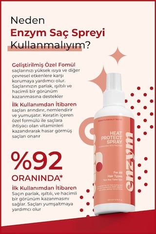 Enzym Cosmetics Isı Ve Güneş Koruyucu Etkili Saç Spreyi 200 ML