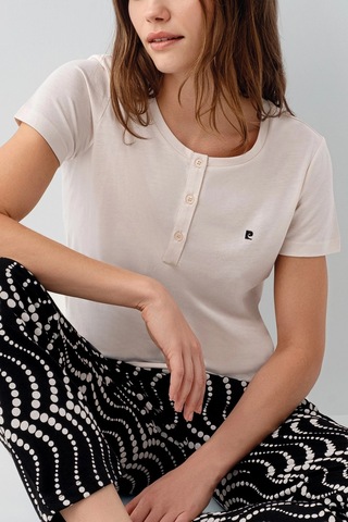 Angbutik Pierre Cardin Pc9165-x Kadın Kısa Kol Büyük Beden Pijama Takımı Açık Bej