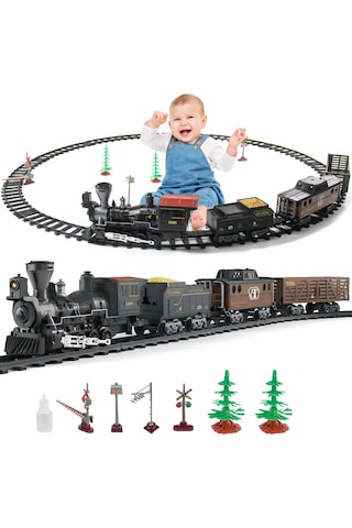 Mj Toys Işıklı Ve Sesli Classic Buharlı Tren Set 30 Parça Hediyelik Oyuncak Lokomotif Seti Klasik Tren Seti