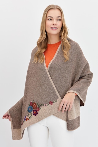 Desen Triko Kadın Çiçek İşlemeli Triko Şal 23154 K. Bej K. Bej Koyu Bej