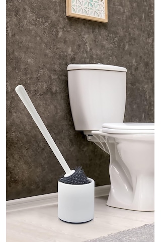 Ata Home Silikon Wc Tuvalet Banyo Fırçası Klozet Fırçası Beyaz-gri Oval Genel