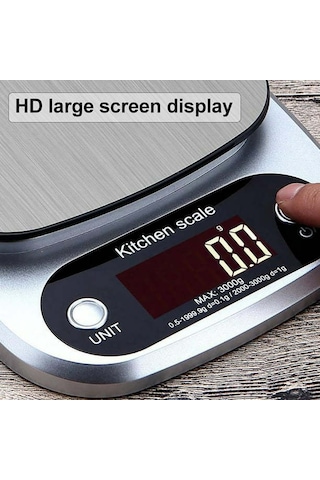 Hombey Pratik Ev Mutfak Çekici - Paslanmaz Çelik Hassasiyetli 0.1g Akıllı Dijital Terazi - Gıda Ölçüm, Pişirme, Diyet Için Silver Gümüş