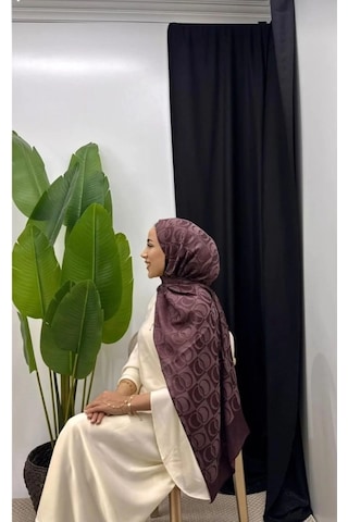 Aminenesil Halka Desen Şal Bordo Renk