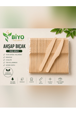 Tek Kullanımlık Ahşap Bıçak 100 Adet