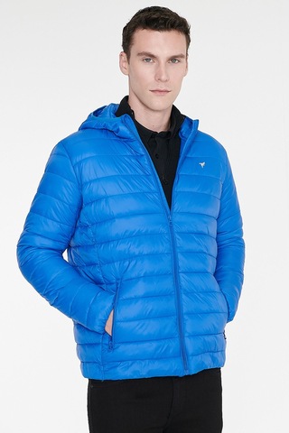 AC&Co / Altınyıldız Classics Erkek Saks Standart Fit Normal Kesim Kapüşonlu Mont Saks