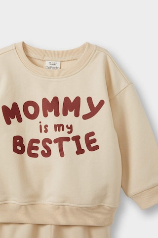 Defacto Erkek Bebek 2li Takım Baskılı Sweatshirt Eşofman Altı E8999a525wner42 Ekru