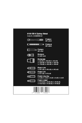 Wera 8100 Sb 8 29 Parça Metal Zyklop Cırcır Lokma Bit Set 3/8"