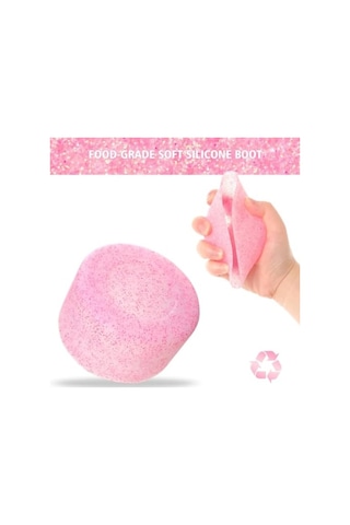 Pembe Simli Silikon Termos Taban Koruyucu Ve Fiyonk Pipet Tıpası Seti