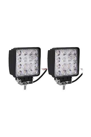 2 Adet 16 Led Off Road Kare Çalışma Lambası Sis Lambası 48 Watt