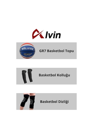 Basketbol Spor Seti - Basketbol Topu, Dizlik, Kolluk Ile Tam Takım L Beden