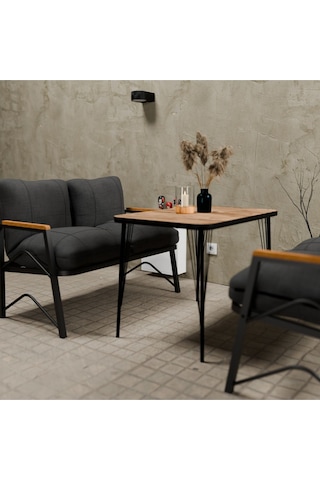 Mb Garden Furnıture Simetri Model, Balkon, Mutfak, Bahçe,cafe,metal Koltuk Takımı,bahçe Takımı,çay Seti, 2+2 Takım+masa Antrasit Gri