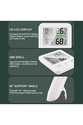 Ts-9909-b Çok İşlevli Büyük Ekran Ev Tipi Termometre Higrometre Siyah