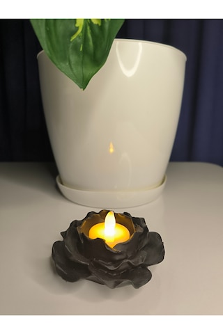 Mumluk - Gül Tealight Tutucu Siyah
