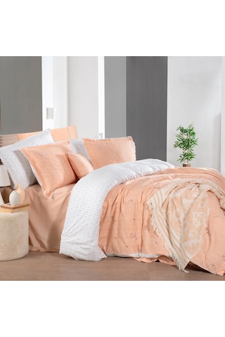 Sarev Gracia Somon King Size Battal Boy %100 Pamuk Mood Comfort Nevresim Takımı Somon