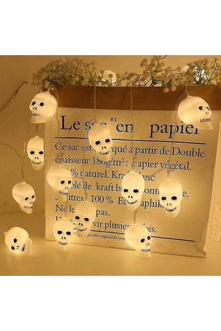 Opulentliving Yaju Sevimli Kafatası Led Işık Dizisi, Cadılar Bayramı Çok Renkli Dekorasyonu 3m Çok Renkli