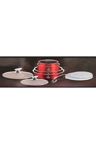 Tivoli Metallic Line İndüksiyon Kırmızı 9 Parça Tencere Takımı