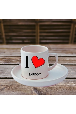 I Love Memeleket Türk Kahve Fincanı Ve Altı 343611 Beyaz