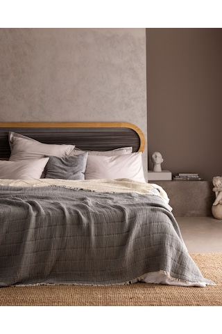 Madame Coco Carolines Tek Kişilik Pamuklu Yatak Örtüsü - Gri 8684427188125 Gri