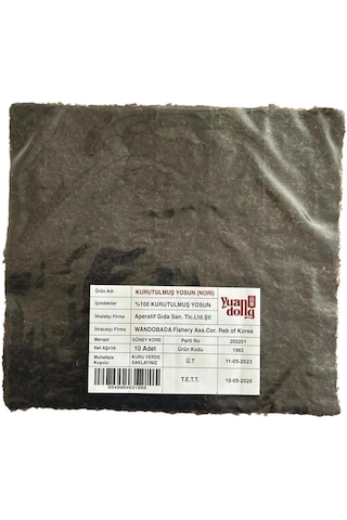 Yuandong 10 Yaprak Yosun, Sushi Nori, Kimbab, Suşi Yosunu, Uzakdoğu Mutfağı, Yaki Nori