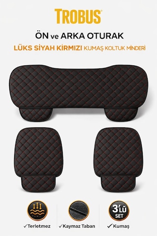 Bmw X3 Uyumlu 3 Parça Kapitone Kumaş Minder Siyah Kırmızı