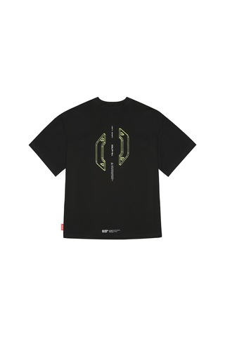 Skinarma Cypher Kısa Kollu Oversize Unisex Bisiklet Yaka Tişört Siyah Medium