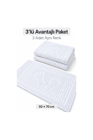 3'lü Banyo Ayak Havlusu 50x70 Cm 250 Gr Footera Beyaz