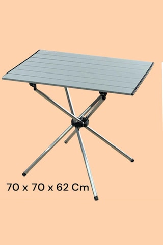70 X 70 Katlanabilir Ultra Sağlam Ultra Hafif Kamp Piknik Masası Açık Gri