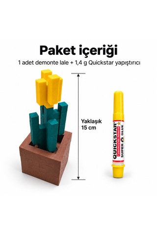 Piksel Lale Biblo - 3d Baskı, Minecraft Esintili Sarı