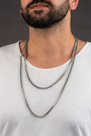 So Chic Çift Sıra Örgü Model 75 Cm Çelik Erkek Kolye Beyaz