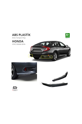 S-dizayn Honda Civic Fc5 Abs Plastik Arka Tampon Flap Parlak Siyah 2016-2021 A+kalite