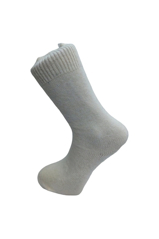 Yerli Üretim Erkek Yün Wool Soket Çorap - Ekru