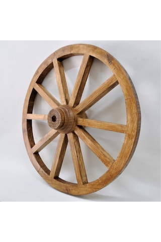 Otantik Ahşap At Arabası Tekeri 70 Cm.(Meşe Renk) Diğer