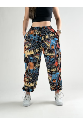 Cocopelli Paça Ayarlamalı Müzik Desenli Jogger Pantolon Coc2805 Desenli