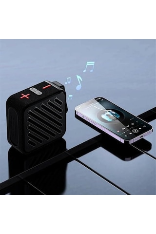 Taşınabilir Bluetooth V5.2 Kablosuz Hoparlör Hi-fi Güçlü Ses Tf Kart Usb Aux Destekli Type-c Şarjlı 1200mah Mini Speaker, Sk-682 Siyah