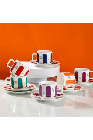 Perotti Acem 6 Kişilik 12 Parça Porselen Kahve Fincan Takımı
