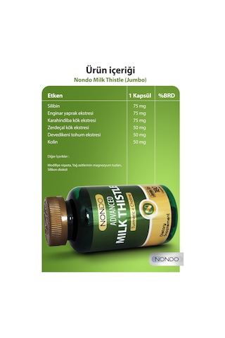 Nondo Milk Thistle 180 Kapsül Jumbo Boy