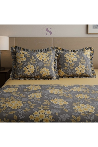 Nergis Çiçekli Fırfırlı % 100 Pamuk Çift Kişilik Nevresim Takımı Çok Renkli