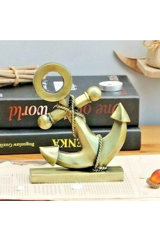 Vintage Metal Çapa Biblo Antik Bronz 16 Cm