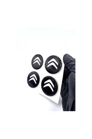 Damla Sticker Siyah Tasarım Citroen Jant Göbeği 5.5cm Uyumlu 4 Adet