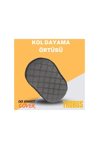 Her Araca Uyumlu Gri Suni Deri Gri Dikişli Kol Dayama Örtüsü