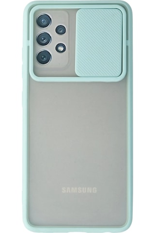 Gld-spt- Newface Samsung Uyumlu Galaxy A52 Kılıf Palm Buzlu Kamera Sürgülü Silikon - Turkuaz